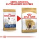 Bild von zwei Säcken Royal Canin Hundefutter für Französische Bulldoggen, das ein neues Design mit dem Text "NEUES AUSSEHEN, UNVERÄNDERTE REZEPTUR" zeigt.