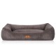 Hundebett aus Cord mit Handwebcharakter Olivia braun/ grau M-L