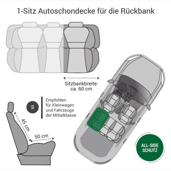 Doctor Bark Autoschondecke Rückbank 1-Sitz grau S