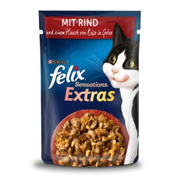 Felix Sensations Extras Gelees 26x85g mit Rind und einem Hauch von Käse