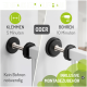 Vergleich der Installationsmethoden: "KLEMMEN" (5 Min, kein Bohren) vs. "BOHREN" (10 Min). Hebt die einfache Einrichtung hervor und enthält Zubehör.