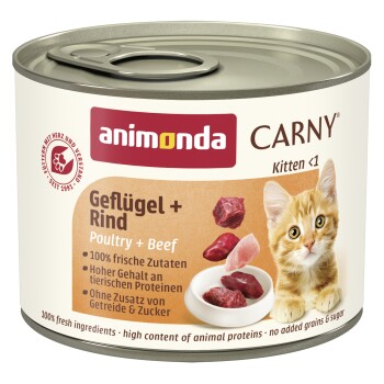 Meilleurs prix pour animonda Carny nourriture humide pour chatons Volaille et bœuf 24x200 g
