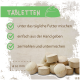 Tabletten für Haustiere, 10 mm im Durchmesser, mit Anweisungen: mit täglichem Futter mischen, von Hand geben oder zerdrücken und mischen.