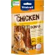 Vitakraft reine Hühnerkaustäbchen Verpackung mit einem Golden Retriever. Text hebt '100% mageres Huhn' und 'kein Getreide, keine Zusatzstoffe' hervor.