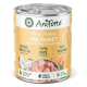 Dose AniForte Pure Nature Fine Turkey Haustierfutter, mit 70% Pute, Süßkartoffeln und Taurin; beschriftet mit "Mono-Protein" und "Made in Germany."