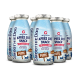 Sechs SmoothieDog „Après Ski Snack“ Limited‑Edition PUTE‑Hundesmoothie‑Flaschen mit verschneiter Hütten‑Illustration und Hundesilhouette auf dem Etikett.