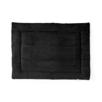 Schwarzes Haustierbett mit gerippter Textur und einem umrandeten Rand, entworfen für Komfort und Stil.