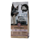 Tüte 'THE GOOD STUFF' Hundefutter für erwachsene Hunde mit Bild eines Border Collies; Text: 'Füttern mit gutem Gewissen' und 'ADULT DOGS'.