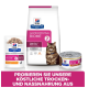 Hill's Prescription Diet Gastrointestinal Biome Produkte für Katzen, mit Trockenfutter, Nassfutter und einem Katzenbild, mit Text zur Förderung des Futters.