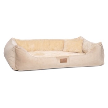 FLOYD - Ultraweiches orthopädisches Hundebett High-Tech-Velours und Plüsch VISCO beige 1 m, 25 cm, 75 cm