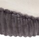 Graues Haustierbett mit einem plüschigen, weichen weißen Inneren und strukturiertem, geripptem grauen Äußeren.