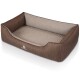 Orthopädisches Hundebett Outlander aus laser-gestepptem Kunstleder braun/ grau XXL