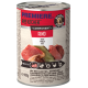Dosenfutter für Haustiere "Premiere Raw Kitchen" mit Rindfleisch, mit einer Grafik "Mix it!" und modularen Systemanweisungen auf Deutsch.