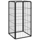 Schwarzes Metall-Haustierspielgehege mit offenem Design, ausgestattet mit vertikalen Stangen und einem quadratischen Boden, geeignet für den Innen- oder Außenbereich.