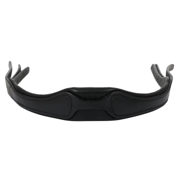 Schwarze Leder-Haustiermaulkorb mit gepolstertem Design für Komfort, mit verstellbaren Riemen an den Seiten.