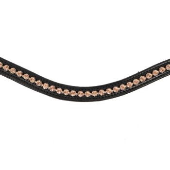 Schwarzes Lederhalsband für Hunde, verziert mit funkelnden roségoldenen Strasssteinen.