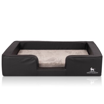 orthopädisches Hundebett mit Wendekissen aus Kunstleder Indianapolis schwarz M-L