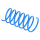 Blaues spiralförmiges Haustierspielzeug, das zum Kauen und Spielen gedacht ist, mit einer glatten, flexiblen Textur.