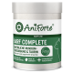 AniForte BARF Complete Ergänzungsbehälter, mit einem grünen und weißen Design, mit Text, der natürliche Zutaten und Taurin hervorhebt.