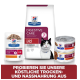 Hill's Prescription Diet Digestive Care Produkte, einschließlich Trockenfutter, Feuchtfutterbeutel und Dosen, mit dem Etikett "Vom Tierarzt empfohlen".