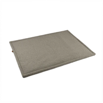 Grau Haustiermatte mit einer weichen, plüschigen Textur und umrandeten Kanten, geeignet für Hunde oder Katzen.