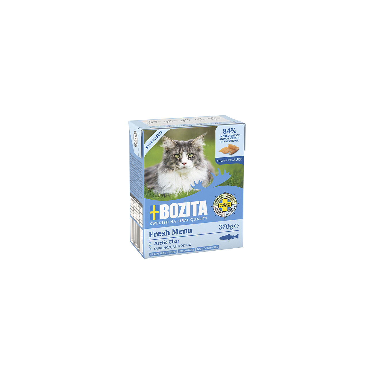 BOZITA Nassfutter Katze Sterilised Häppchen in Sauce mit Saibling 6x370 g