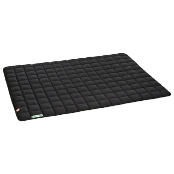 Couverture noir XXL Tapis pour animaux noir avec un design matelassé, comportant une petite étiquette de logo dans le coin. Idéal pour le confort des animaux.