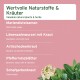 Rosa Poster 'Wertvolle Naturstoffe & Kräuter / Valuable natural plants & herbs' mit Auflistung von Kräutern; Minzblättern und weißen Blüten.