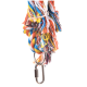 Buntes Tierseilspielzeug mit ausgefransten Enden und einem Metallclip zur Befestigung, ideal für verspielte Haustiere.