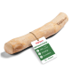 Ein natürlicher, gebogener Hundekau stick aus hellfarbigem Holz, ideal für das Kauen von Haustieren und die Zahngesundheit.