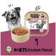 DOGS'n TIGER 'Abendrot' Lamm mit Pastinake Nassfutter-Schale, Schüssel mit Fleisch, glückliches Hundeabbild, Aufschrift 'Mit 67% frischem Fleisch.'