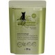 Green Catz Feinkostverpackung mit der Bezeichnung "Nr. 5", die Lachs und Geflügel zeigt, mit Symbolen für keinen zugesetzten Zucker und keine Tierversuche.