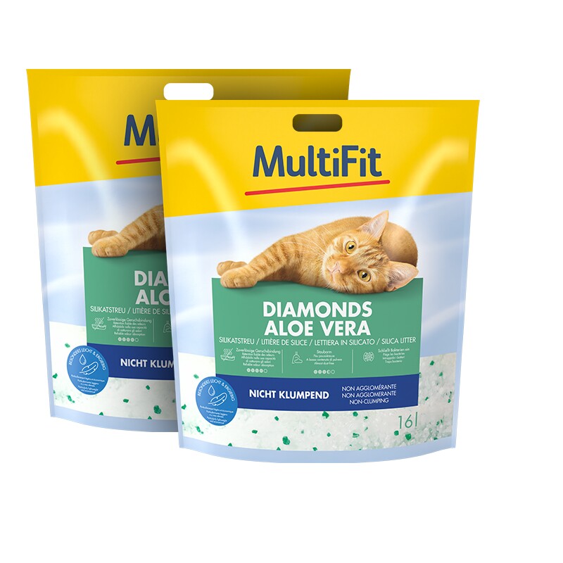 MultiFit Diamonds Aloë Vera silicaat kattenbakvulling 2x16 l