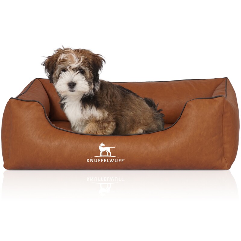 Knuffelwuff Hundebett Henderson aus marmoriertem Kunstleder terracotta M-L