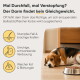 Dose Milo & Mia Senior Hundefutter mit "Kalb, Kürbis & Hirse" mit einem Cartoon-Hund, frischem Fleisch, Kürbis und Hirse.