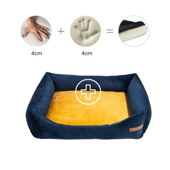 Otto Orthopädisches Hundebett Dunkelblau S-XL gelb XL