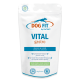 Weißer wiederverschließbarer Beutel von DOG FIT Hundefutter mit Aufschrift „VITAL gastro“, „Magen & Darm / Stomach & Intestine“, „100% VEGAN“
