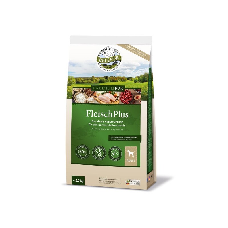 Bellfor Hundefutter mit hohem fleischanteil - PREMIUM PUR FleischPlus - 2,5 kg