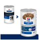 Zwei Dosen Hill's Prescription Diet Hundefutter: "Allergy & Skin Care z/d" und "Food Sensitivities z/d," mit einem Löffel Futter.