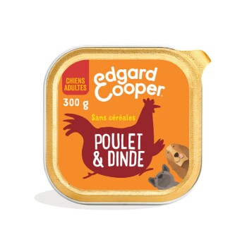 Edgard & Cooper Barquette Chien Adulte Dinde & Poulet 18x300 g