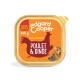Emballage de nourriture pour chiens Edgard Cooper, 300g, avec un fond orange vif, texte "Poulet & Dinde" et "Sans céréales," avec des illustrations d'animaux.