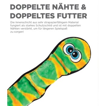 Ein bunter Plüschraupen-Spielzeug mit doppelten Nähten für Haltbarkeit und starkem Innenmaterial für anhaltenden Spaß.