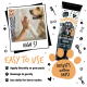 Tube der Bugalugs Haferfeuchtigkeitscreme für Hunde mit Gebrauchsanweisung und Foto eines Hundes, der High Five gibt.