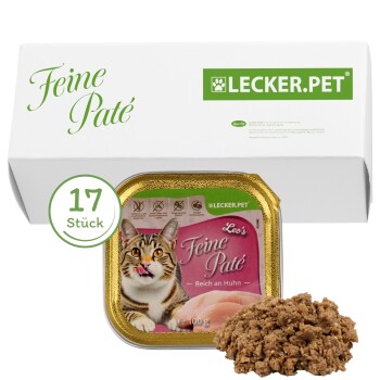 Lecker.Pet Leo's Feine Paté Reich an Huhn Katzenfutter Nassfutter Vollnahrung 17x100 g