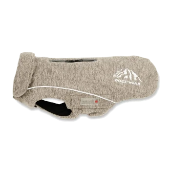 Graue Outdoor-Hundejacke mit "DOGZ-WEAR"-Logo und Reißverschluss, entworfen für kleine bis mittelgroße Hunde.