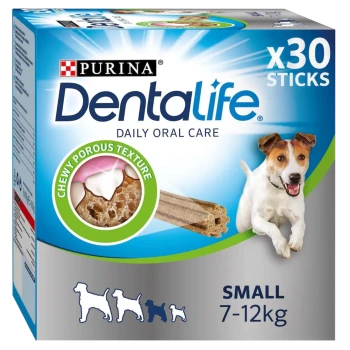 Purina Dentalife daily oral care dog treats, chewy porous texture, 30 sticks, for small dogs 7-12 kg.