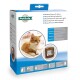 Verpackung für die PetSafe Staywell Deluxe Katzenklappe mit einer orangefarbenen Katze und Produktdetails in mehreren Sprachen.
