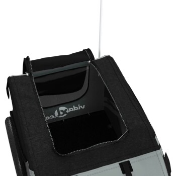 Schwarze Haustiertragetasche mit einem Reißverschluss oben und einem Netzfenster, mit dem Logo "vidaxl.com" innen.