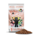 Luck Lou Sensitive kattenvoer verpakking met illustratie van een zwarte kat, rundvlees- & verse paardensmaak, en een hoop brokjes.