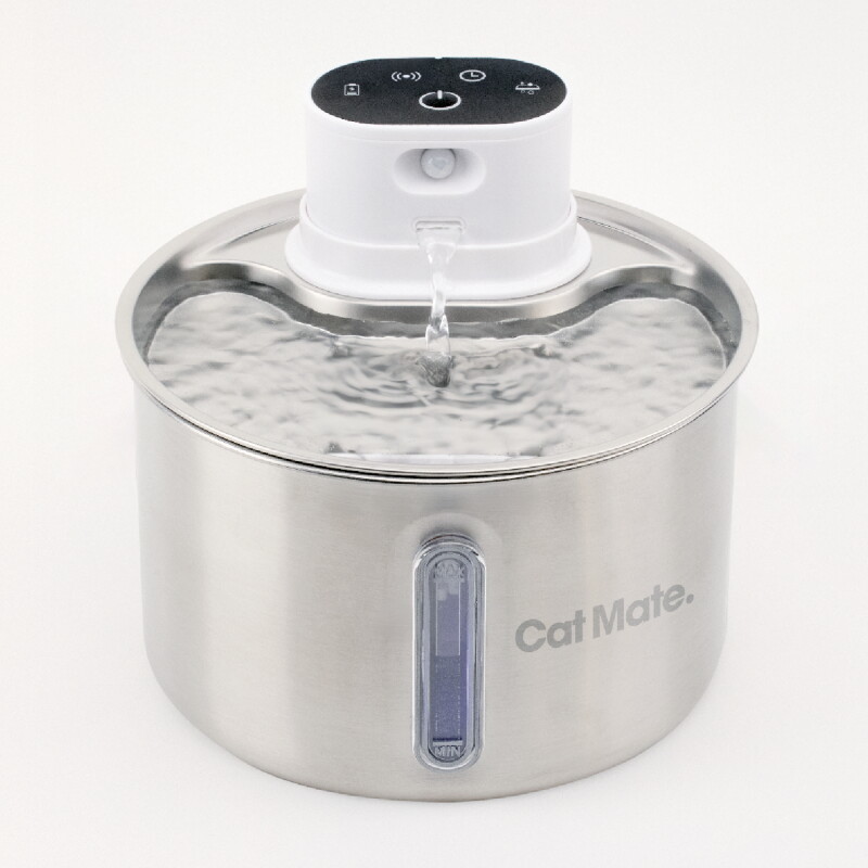 Cat Mate 2,2-Liter kabelloser Katzen-Trinkbrunnen aus Edelstahl